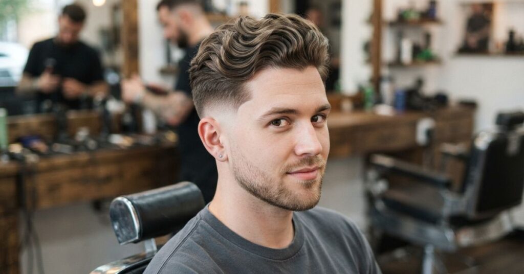 Classic Wavy Hair Burst Fade