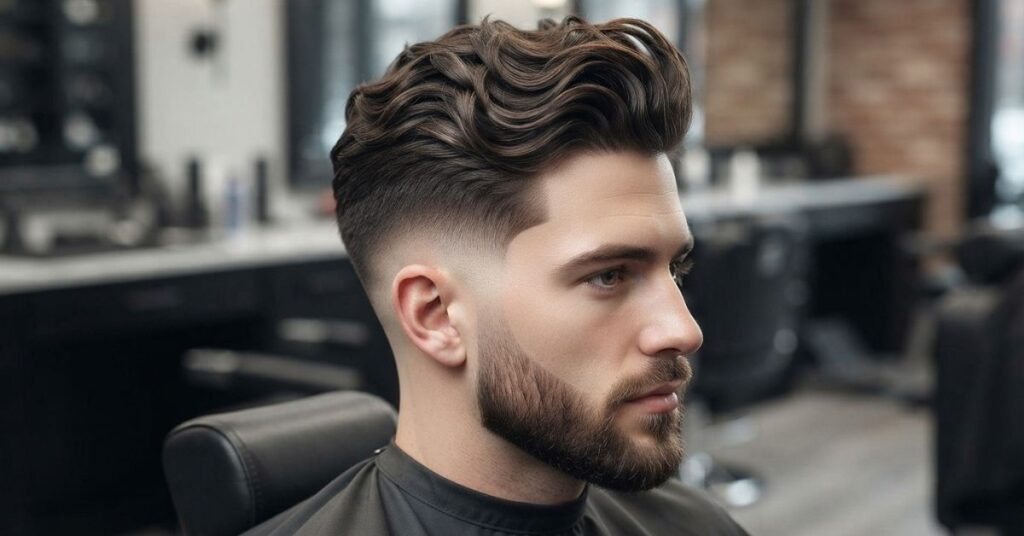 Comb-Over Wavy Burst Fade