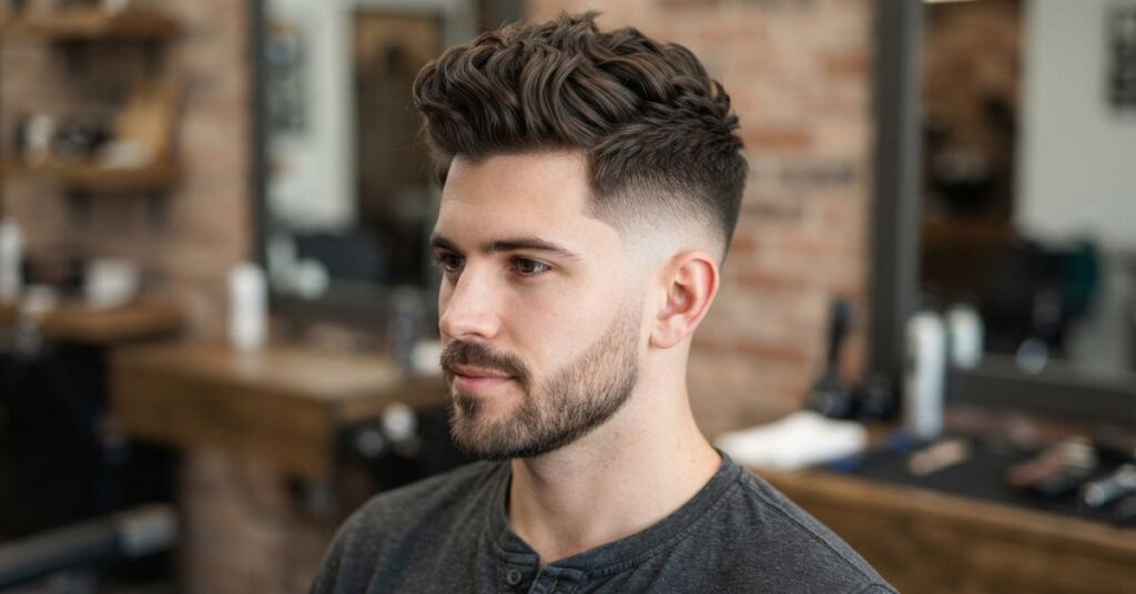 Faux Hawk Wavy Burst Fade