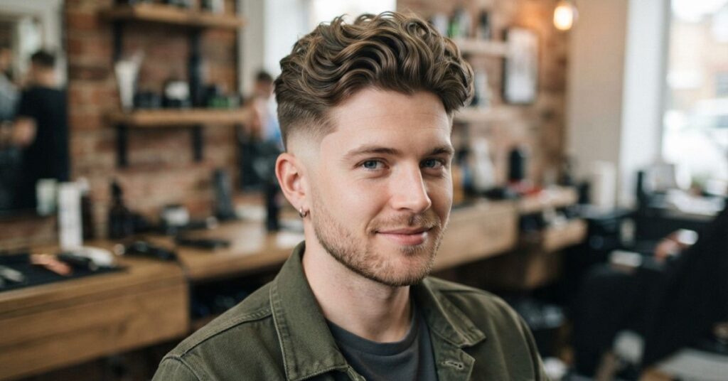 High Burst Fade with Wavy Top
