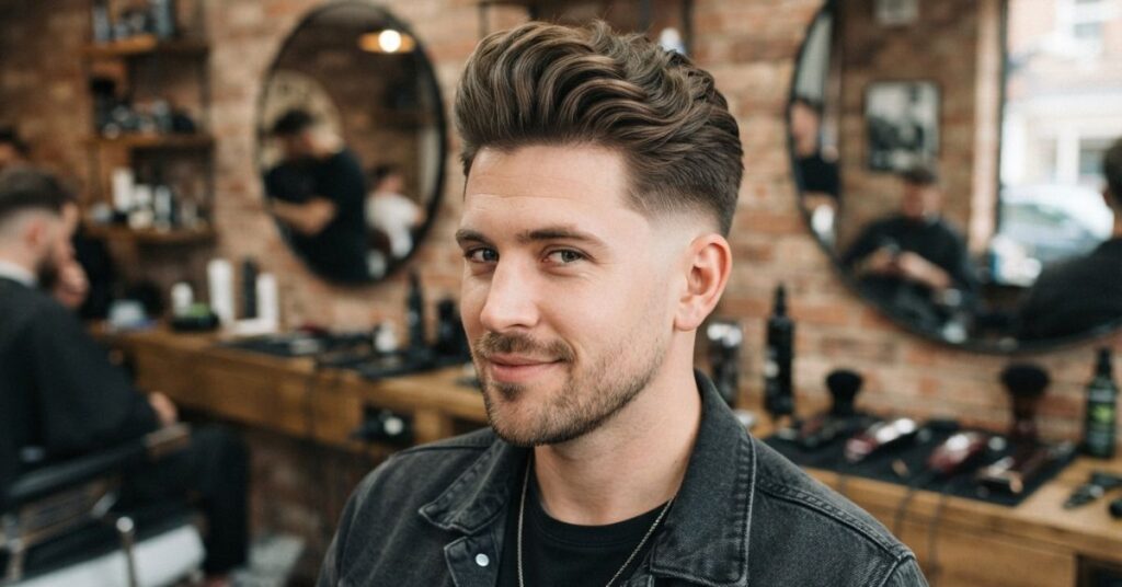 Modern Pompadour Wavy Burst Fade