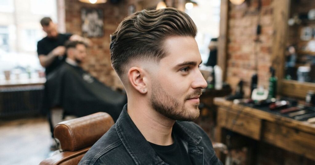 Slicked-Back Wavy Burst Fade