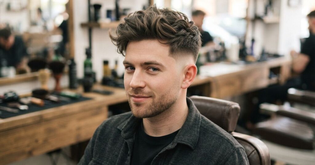 Textured Quiff Wavy Burst Fade