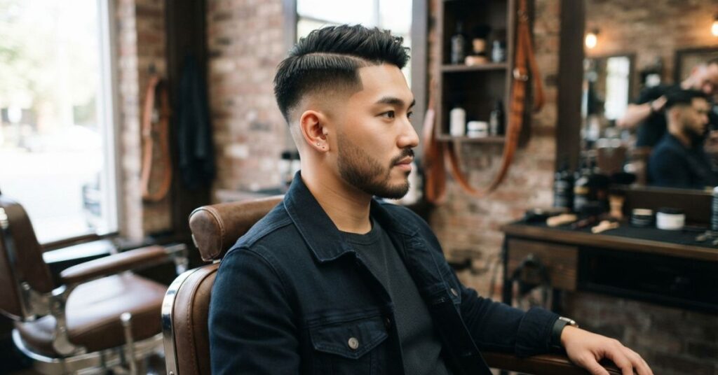 Skin Burst Fade Side Part