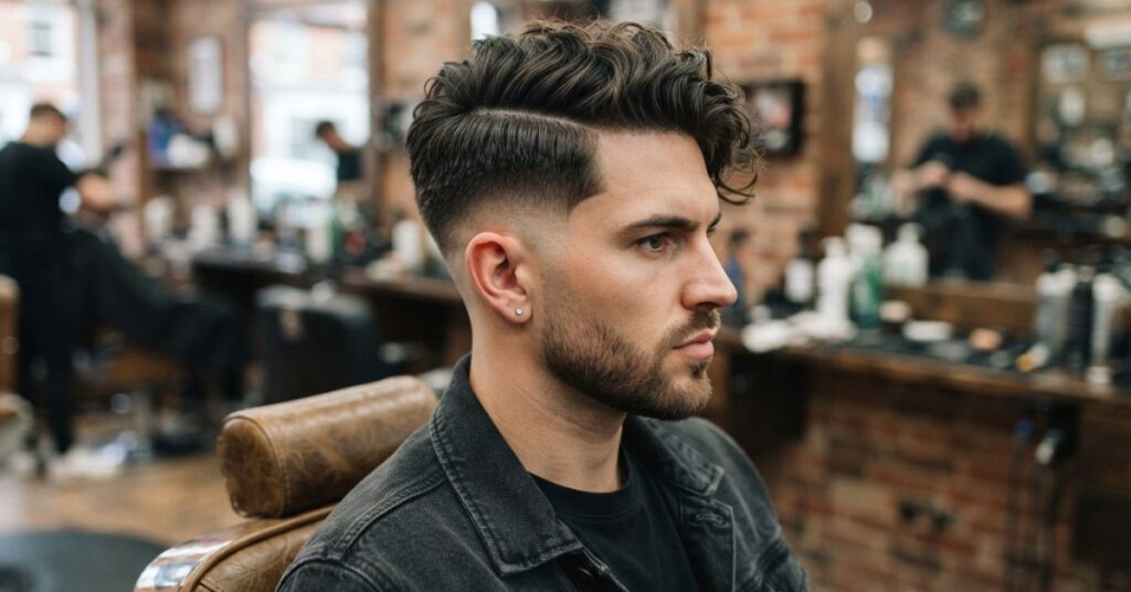 Textured Burst Fade Side Part