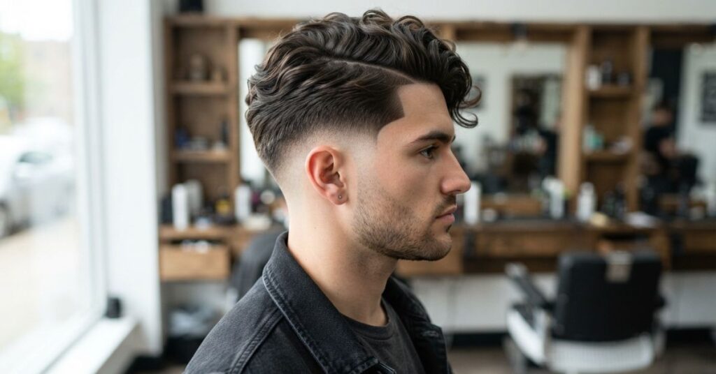 Wavy Burst Fade Side Part