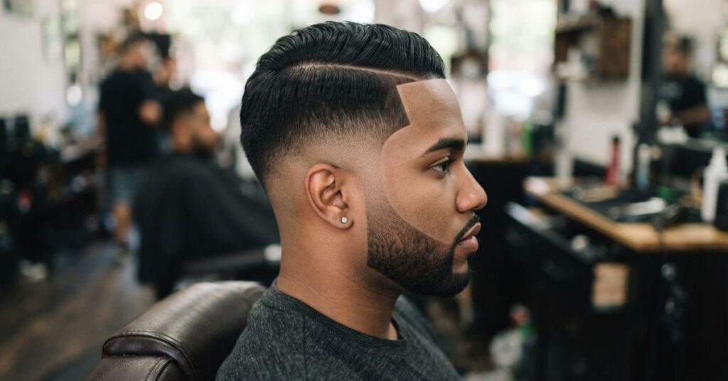 Sharp Line-Up Burst Fade Side Part