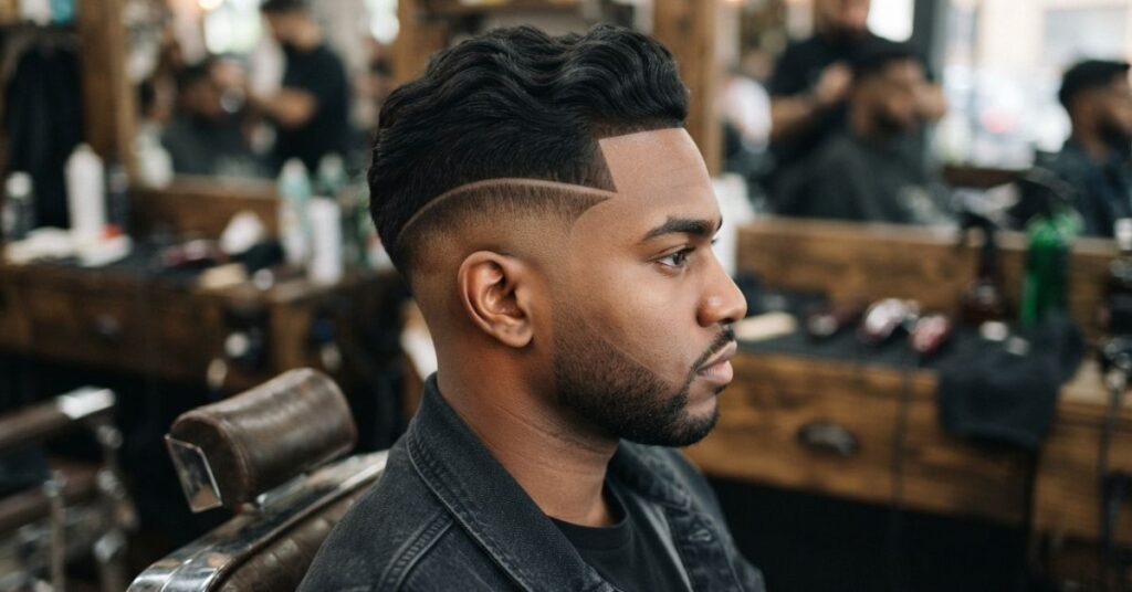 Razor Line Burst Fade Side Part