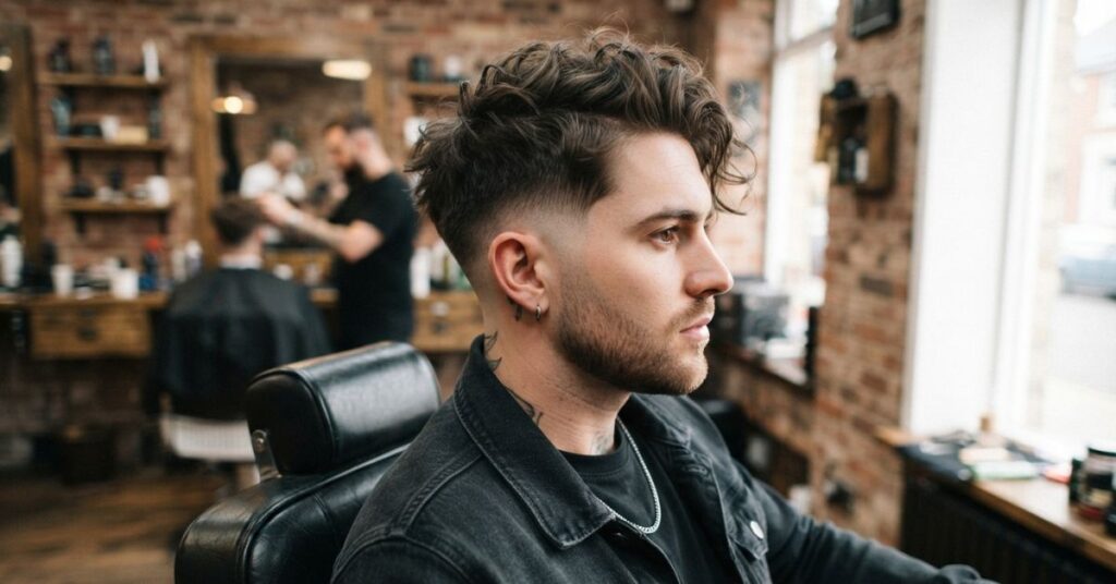 Messy Side Part Burst Fade