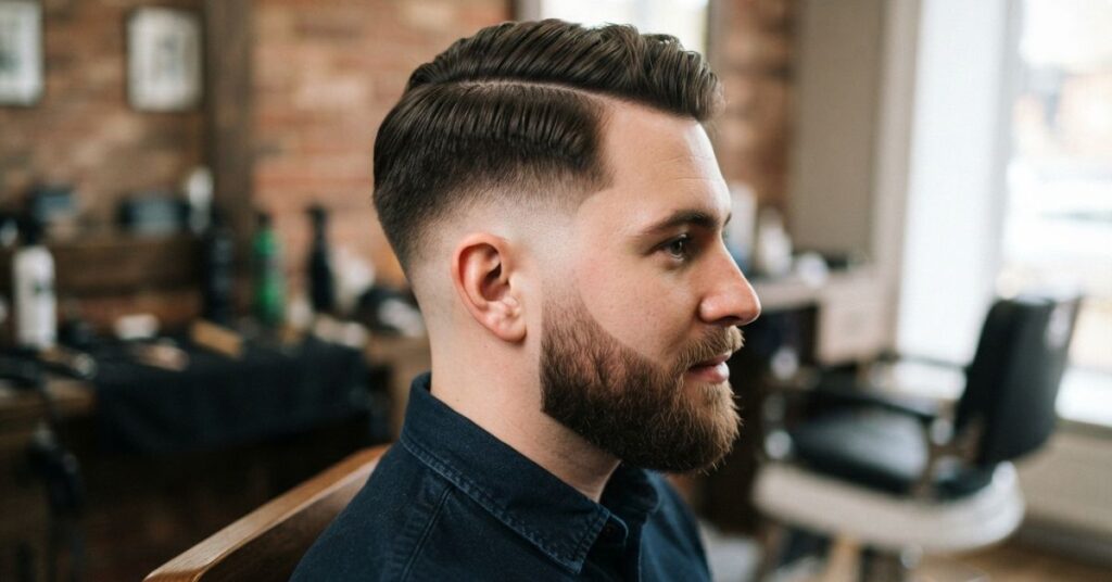 Beard Blend Burst Fade Side Part