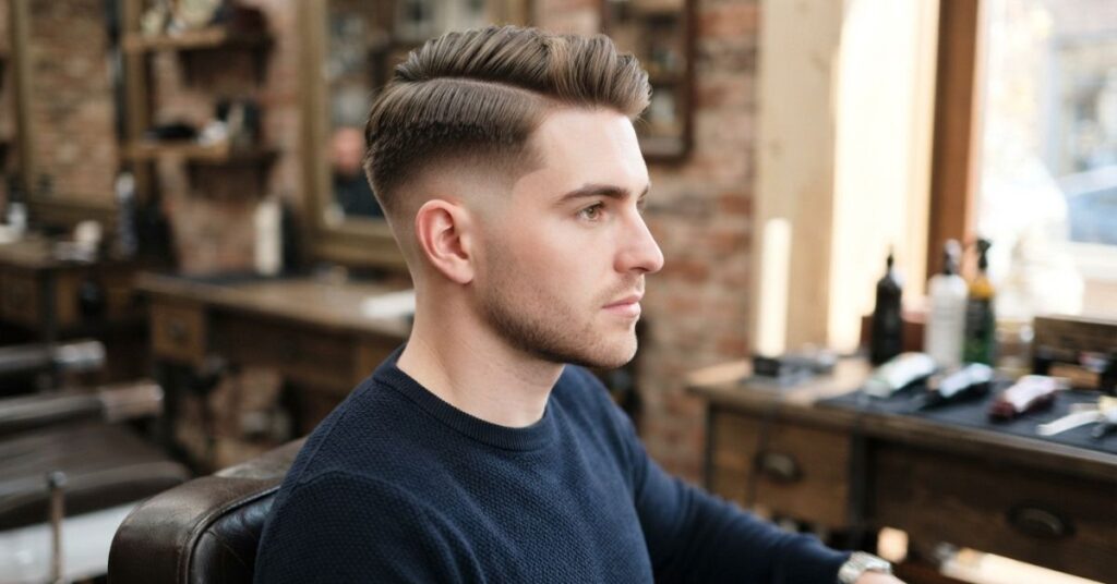 Ivy League Burst Fade Side Part