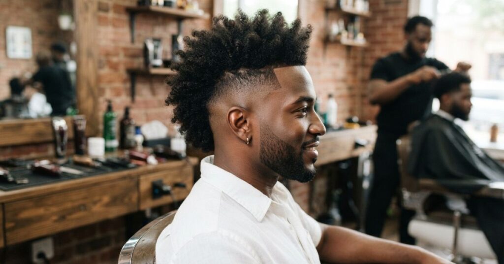 Burst Fade Mohawk for Black Men