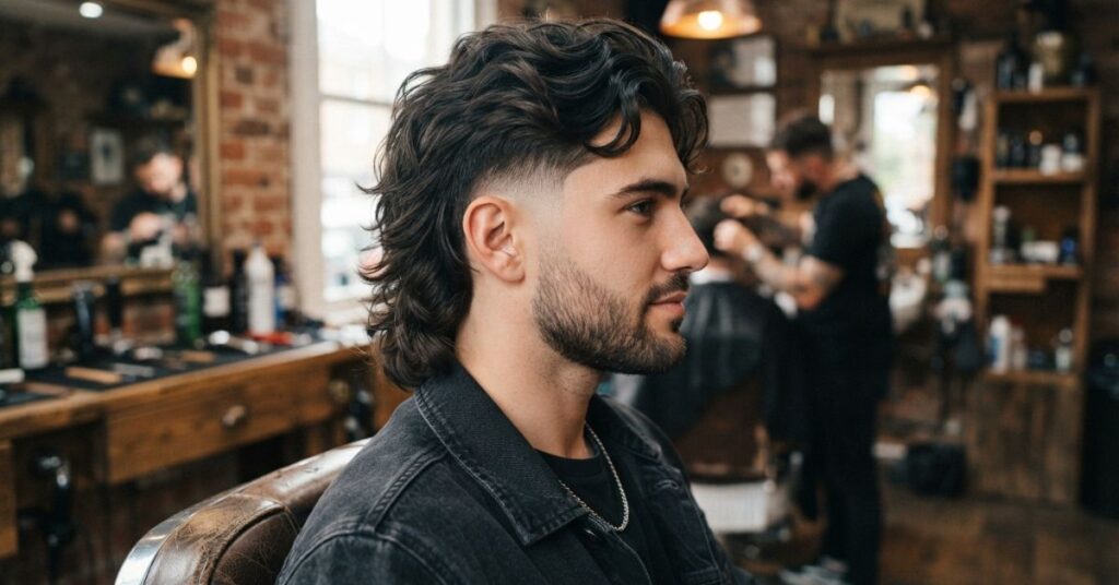 Mid Burst Fade Mullet