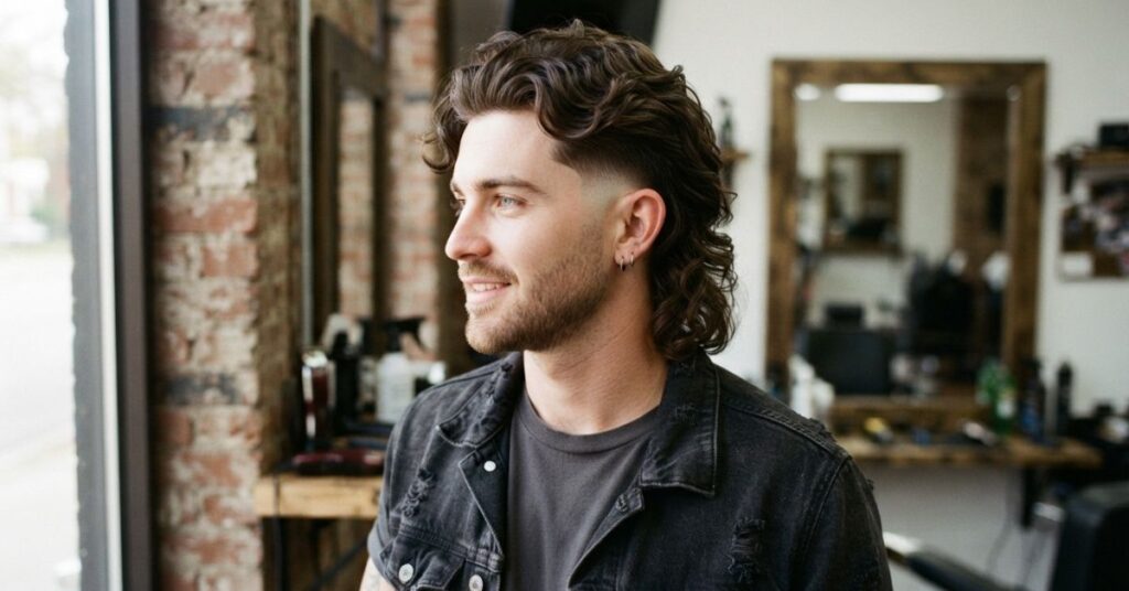 Wavy Burst Fade Mullet