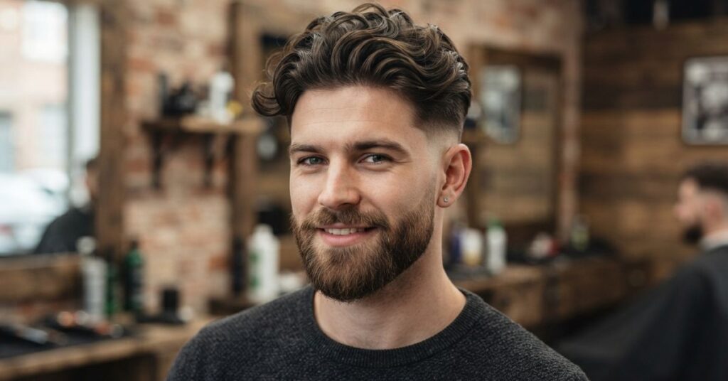 Wavy Burst Fade with Beard