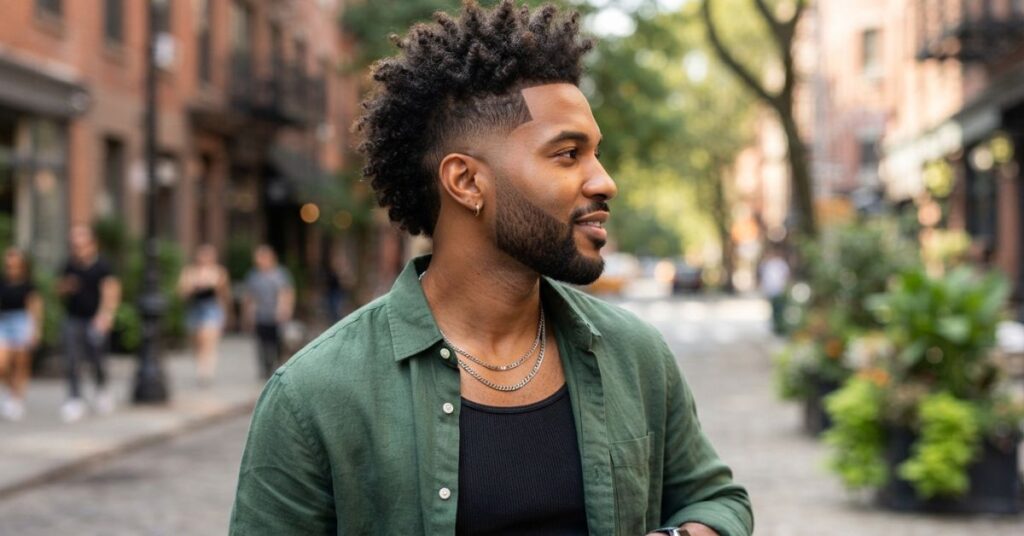 Burst Fade Mohawk for Black Men