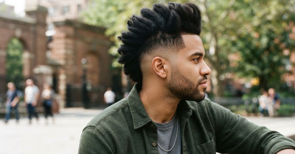 Burst Fade Mohawk for Thick Hair