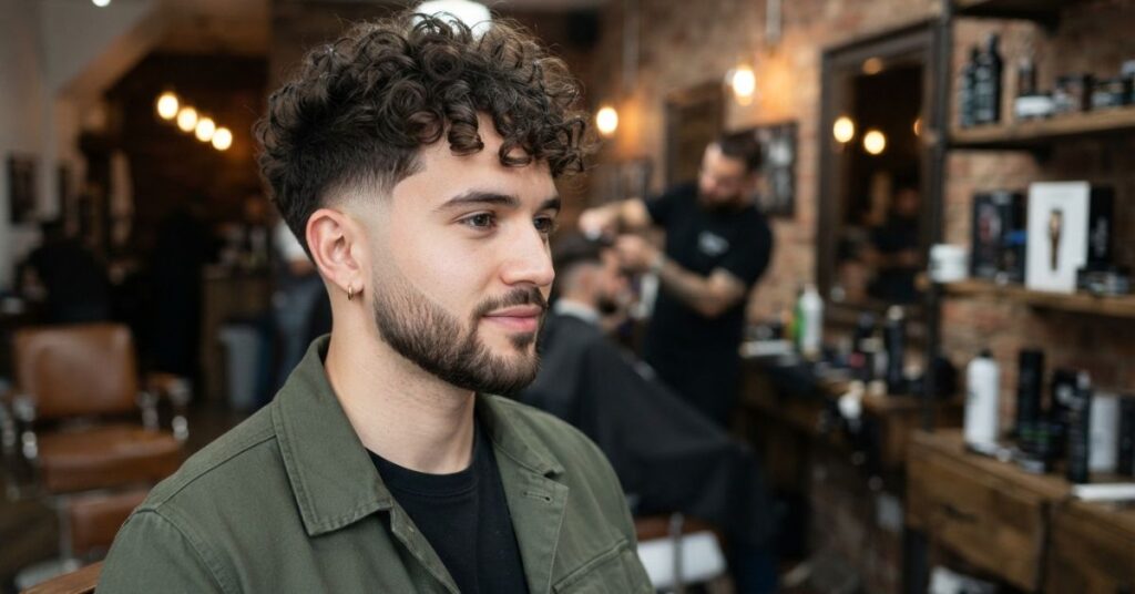 High Curly Burst Fade