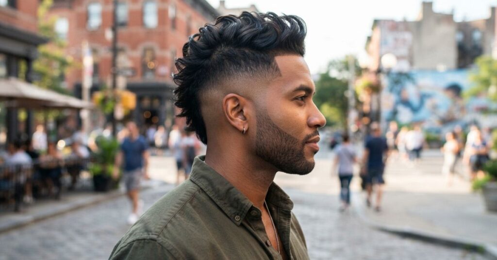 Textured Burst Fade Mohawk